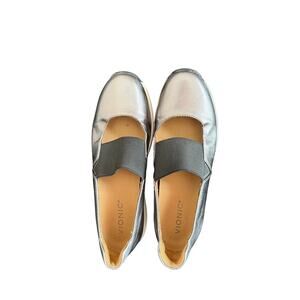 Vionic Women’s Metallic Leather Slip-On Comfort Shoes Size 10 Orthotic Sole